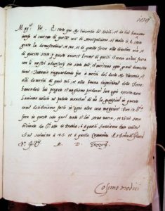 Lettera Cosimo MEdici